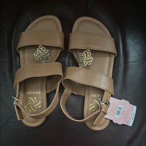 Sam & Libby Tan Sandals with Gold Accents - NWT